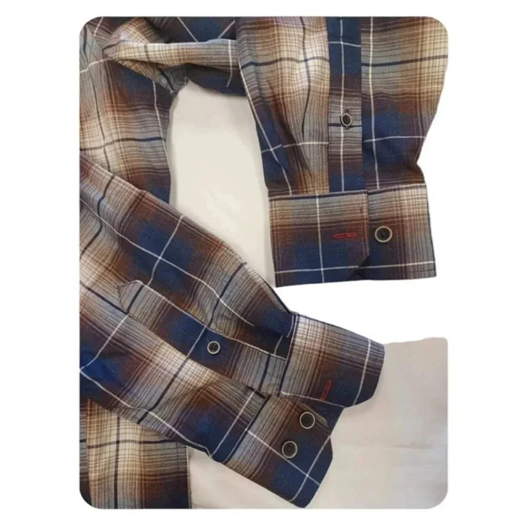 Daniel Hechter Brown  Plaid Long Sleeve Shirt Top Size Medium - Picture 6 of 15